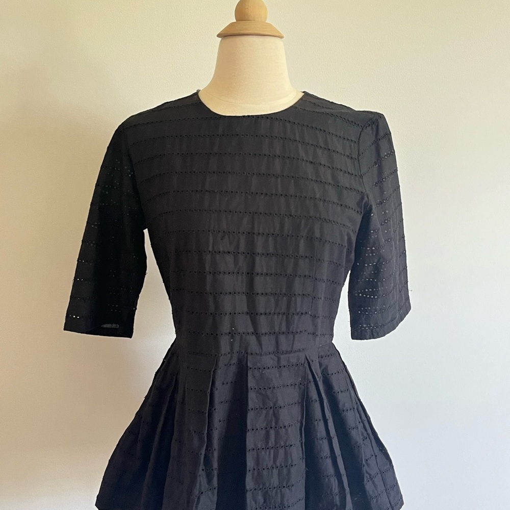 GAP Black Eyelet Peplum Top